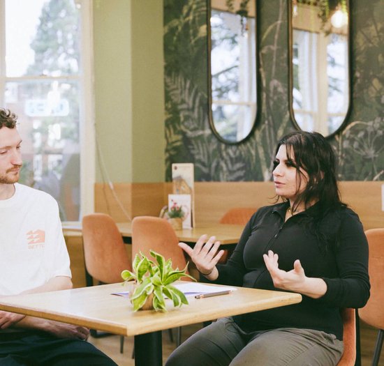 Nick and Aziza in conversation