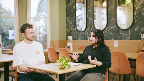 Nick and Aziza in conversation